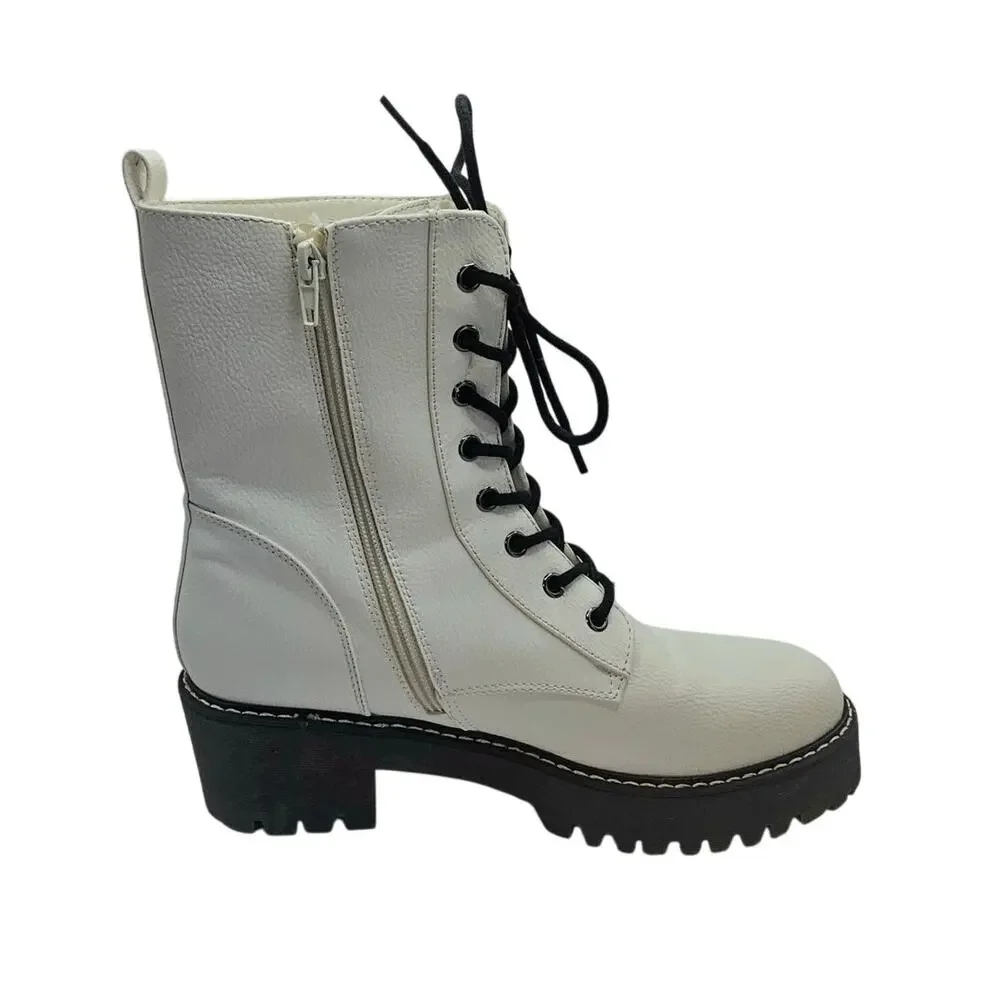 Unionbay White Rumble Combat Boots with Black Laces - Picture 4 of 8